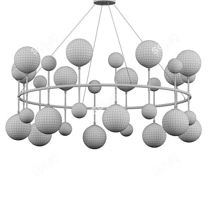 Modern Golden Milk Bubble Chandelier 3D model image 2