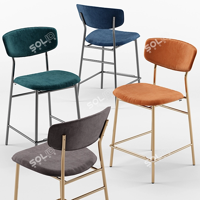 Retro Chic: Fifties Barstool by Calligaris 3D model image 2