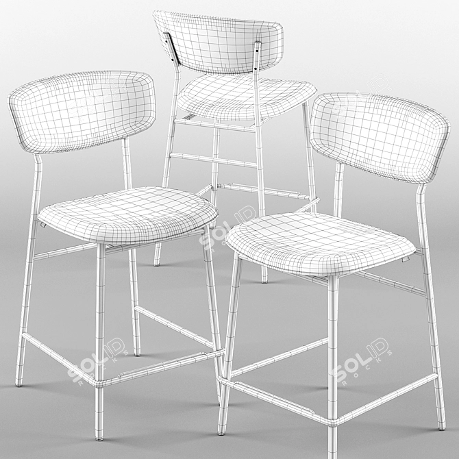 Retro Chic: Fifties Barstool by Calligaris 3D model image 3