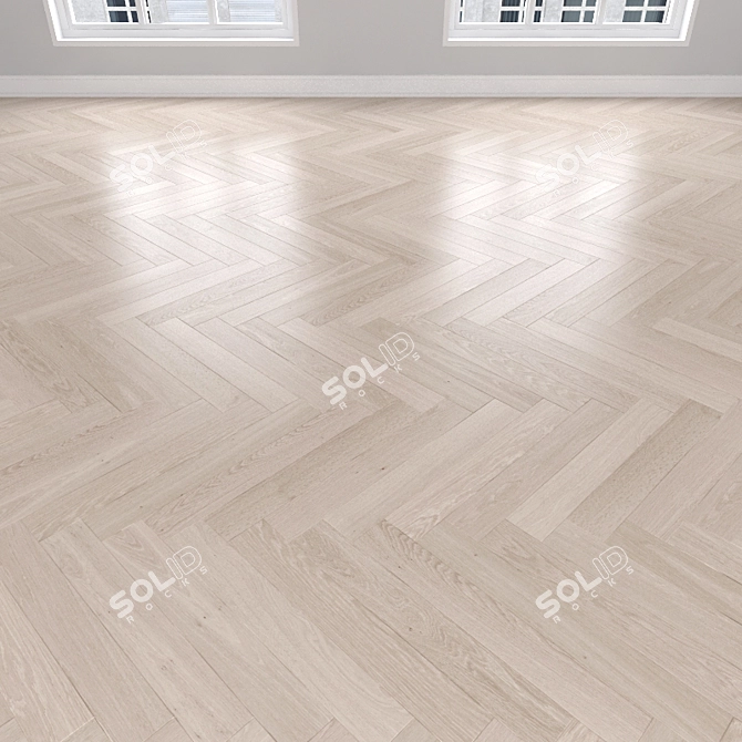 Cream Oak Parquet: Herringbone, Linear, Chevron 3D model image 2