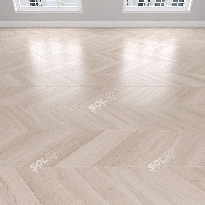 Cream Oak Parquet: Herringbone, Linear, Chevron 3D model image 3