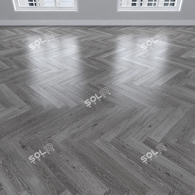 Oak Gray Parquet: Herringbone, Linear, Chevron 3D model image 2