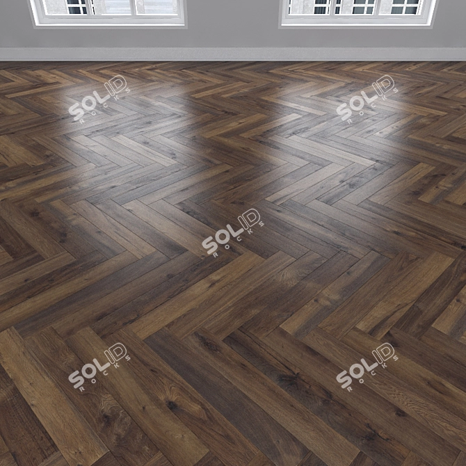 Vintage Oak Parquet: Herringbone, Linear, Chevron 3D model image 2