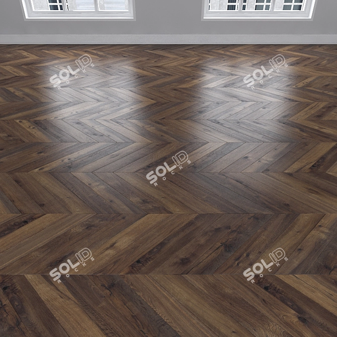 Vintage Oak Parquet: Herringbone, Linear, Chevron 3D model image 3