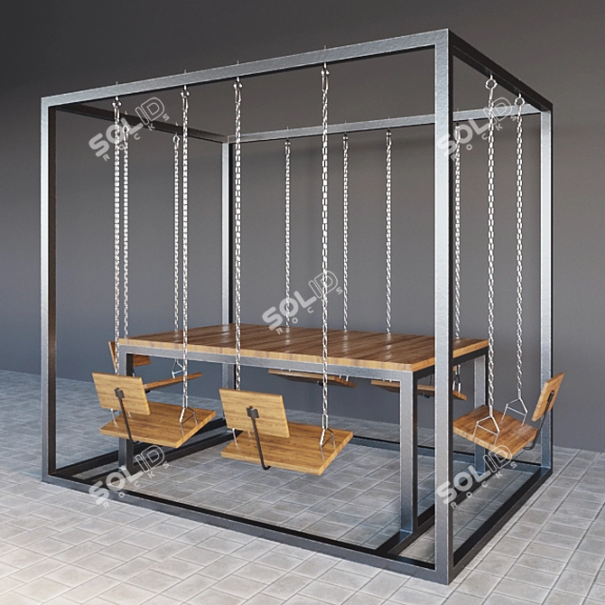 SwingTable: Stylish Outdoor Dining Solution 3D model image 1