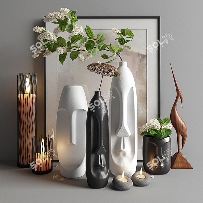 Cherry Blossom Vase & Bird 3D model image 1