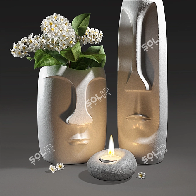 Cherry Blossom Vase & Bird 3D model image 2