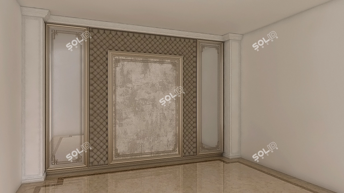 Elegant Bed Backdrop Decor 3D model image 2