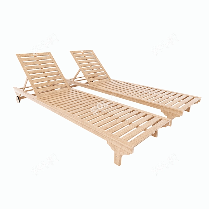 PORTO Wooden Deck Chair 3D model image 1