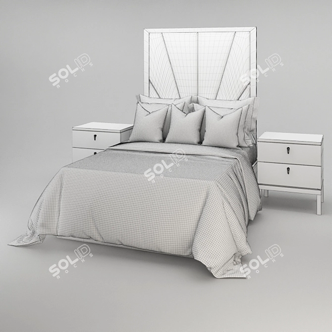 Opulent Art Deco King Bed 3D model image 2