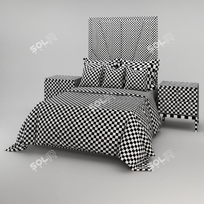 Opulent Art Deco King Bed 3D model image 3