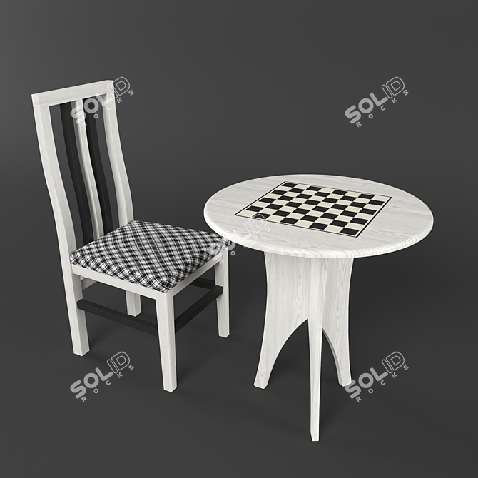 Chess Checkered Chair Set 3D model image 1