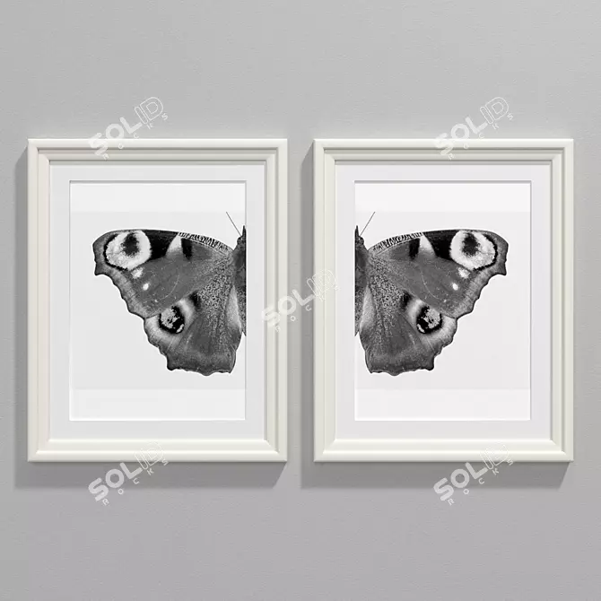 Elegant Monochrome Butterfly Art 3D model image 1