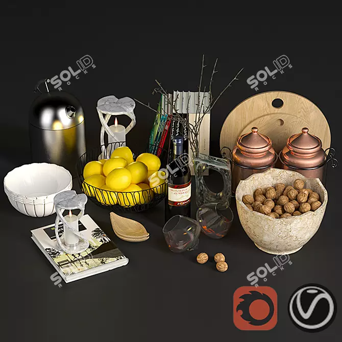 Stylish Kitchen Decor Set 3D model image 1