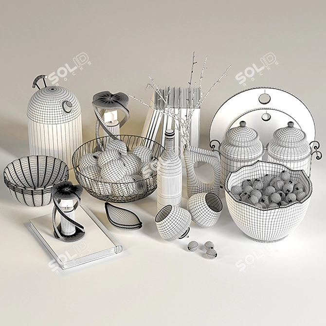 Stylish Kitchen Decor Set 3D model image 3