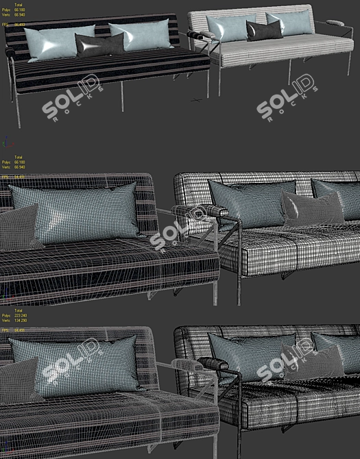 Kelly Wearstler Outdoor Emmett Settee: Stylish Outdoor Seating 3D model image 5