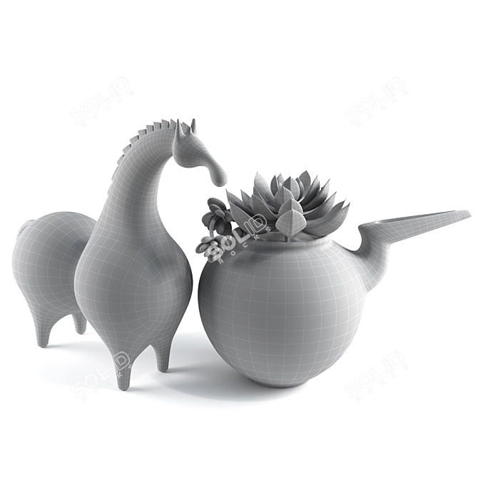 Elegant Ceramic Horse Sculpture 3D model image 2