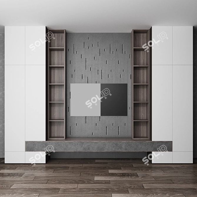 Sleek TV Wall Unit - 3680mm 3D model image 1