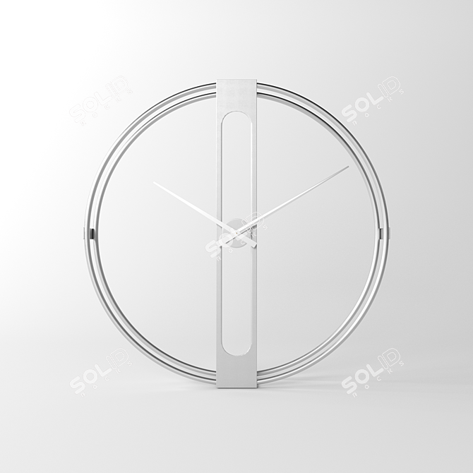 Sleek Silver Clip Wall Clock 3D model image 2