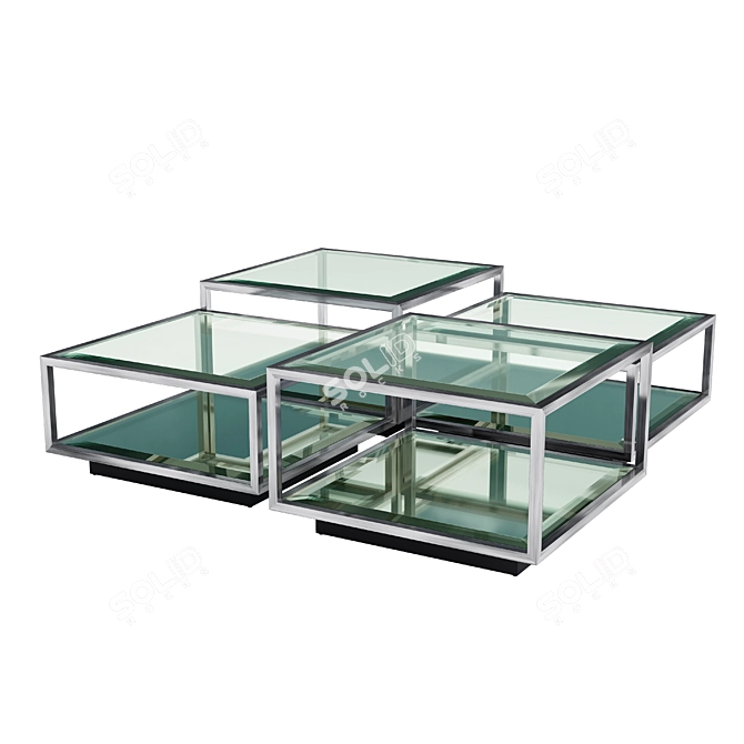 Tortona Glass Coffee Table Set 3D model image 1