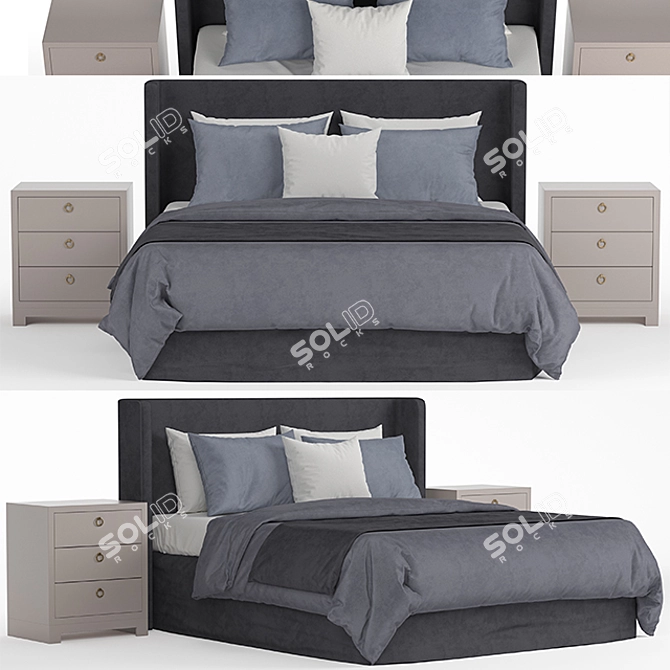 Modern 3DMax Bed - Textured 3D model image 1