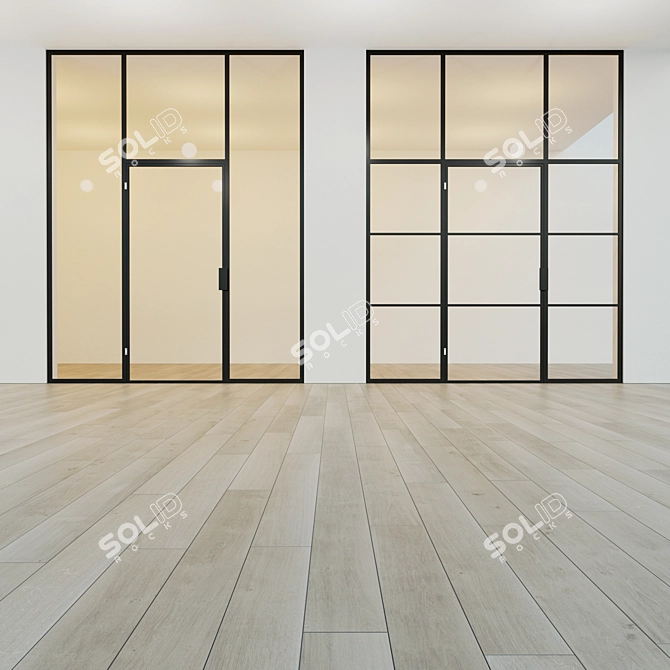 Sleek Glass Partition with Swing Door 3D model image 2