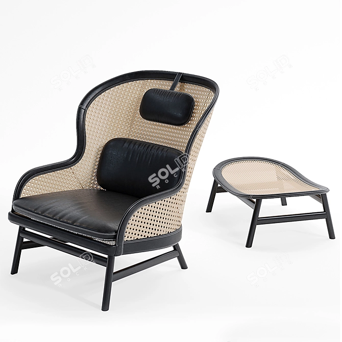 Elegant Comfort: The Dandy Armchair & Ottoman 3D model image 2