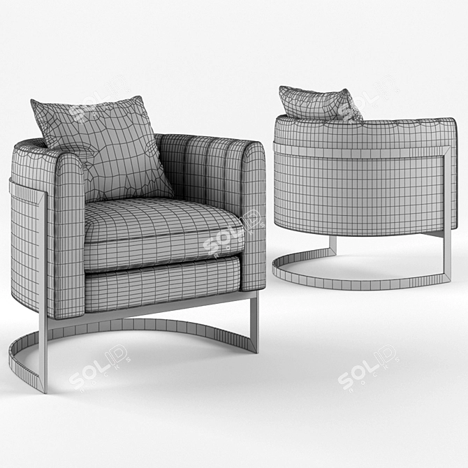 Blue Gold Club Chair - Luxurious and Stylish 3D model image 3