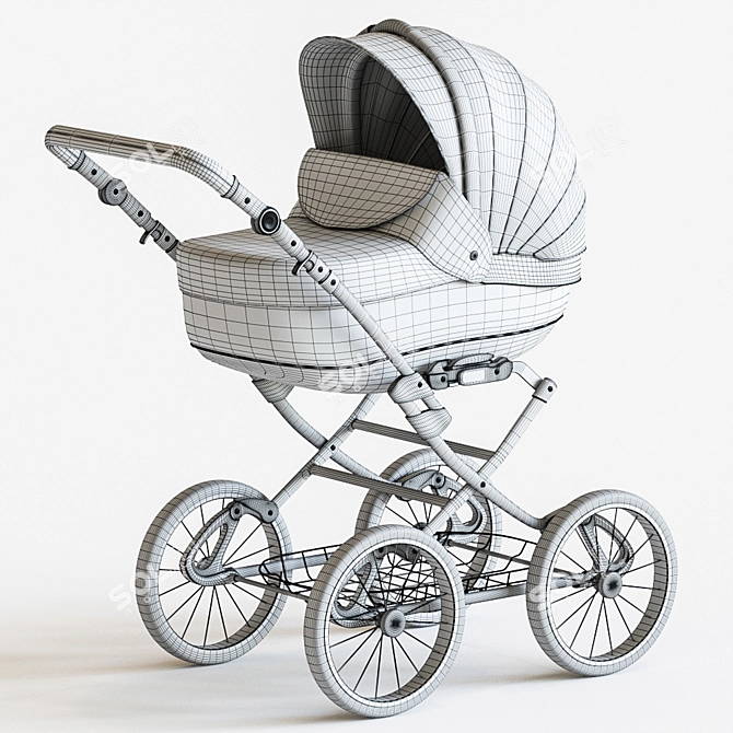 Santana Deluxe: Stylish and Spacious Baby Stroller 3D model image 3