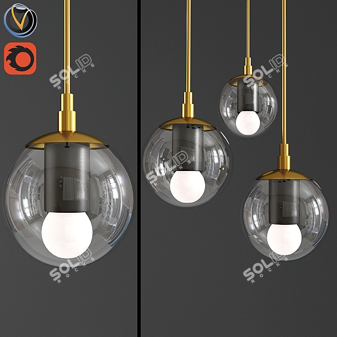 Modo Mono Brass Clear Glass Pendant 3D model image 1