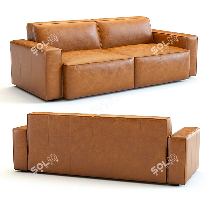 West Elm Sedona Leather Sofa: High-Detailed 3D Model 3D model image 1