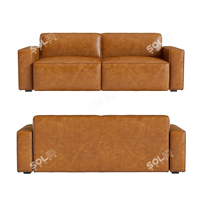 West Elm Sedona Leather Sofa: High-Detailed 3D Model 3D model image 2