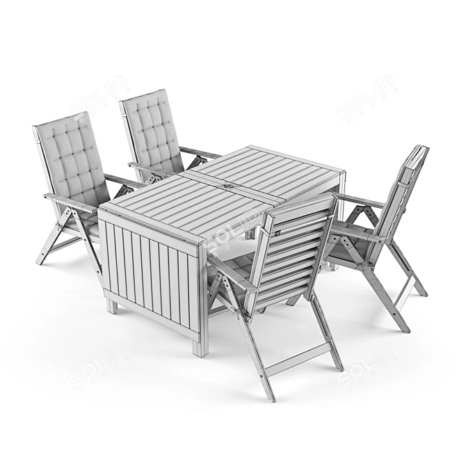 Outdoor Dining Set: Ikea ÄPPLARÖ Table + 4 Chairs 3D model image 3