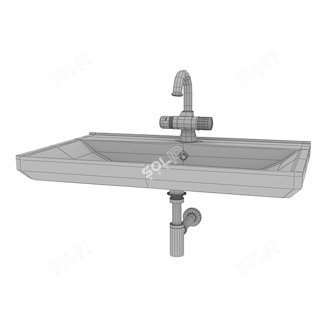 Modern Mixer Set: Sleek Washbasin 3D model image 3