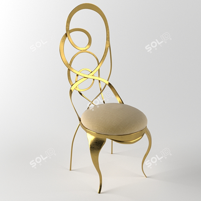 Elegant Metal Back Chair 3D model image 1
