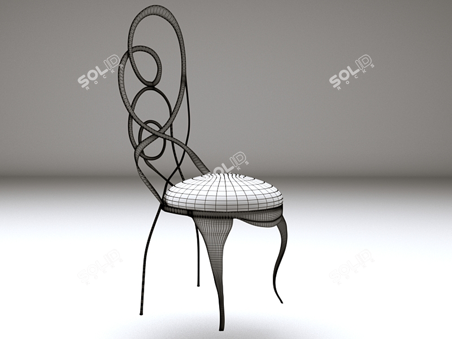 Elegant Metal Back Chair 3D model image 3