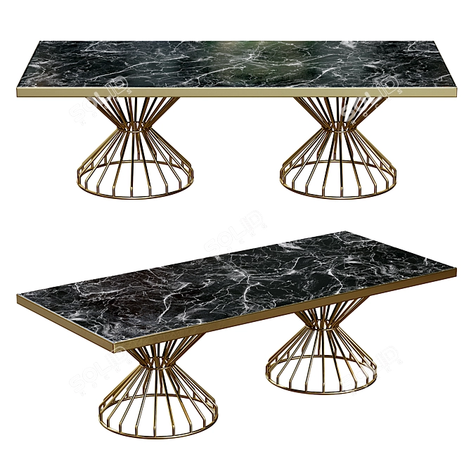 Elegant Borghese Dining Table 3D model image 1