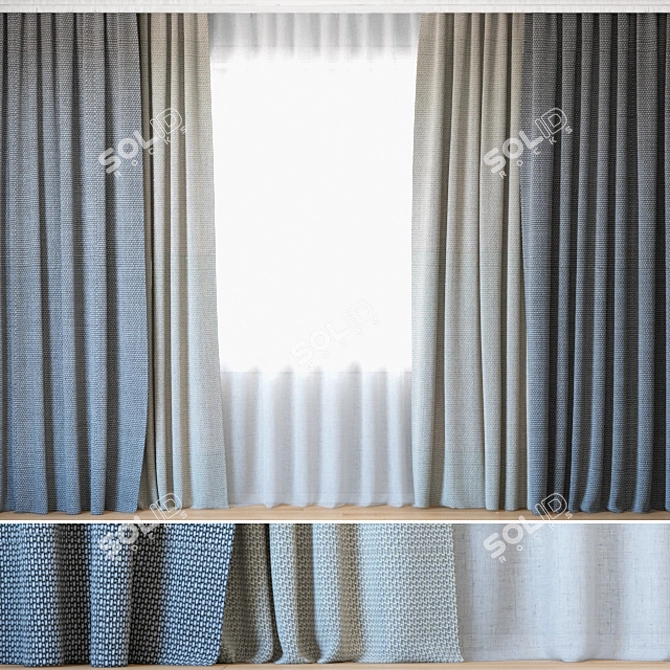 Elegant Curtains Set | ROHI Topia Collection 3D model image 1