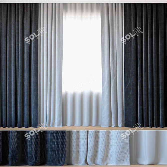 ROHI Topia Curtains with Tulle | Elegant Window Treatment 3D model image 1