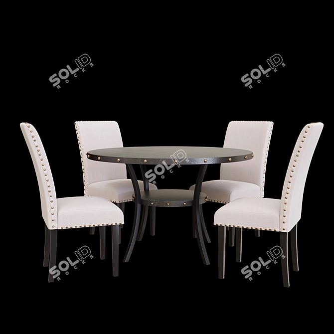 Rustic Oak Amy Dining Set 3D model image 1