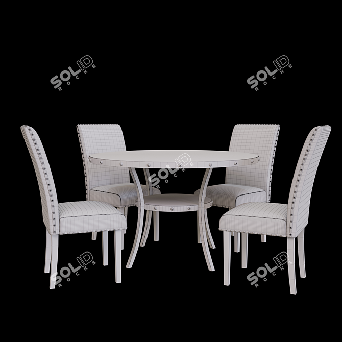 Rustic Oak Amy Dining Set 3D model image 3