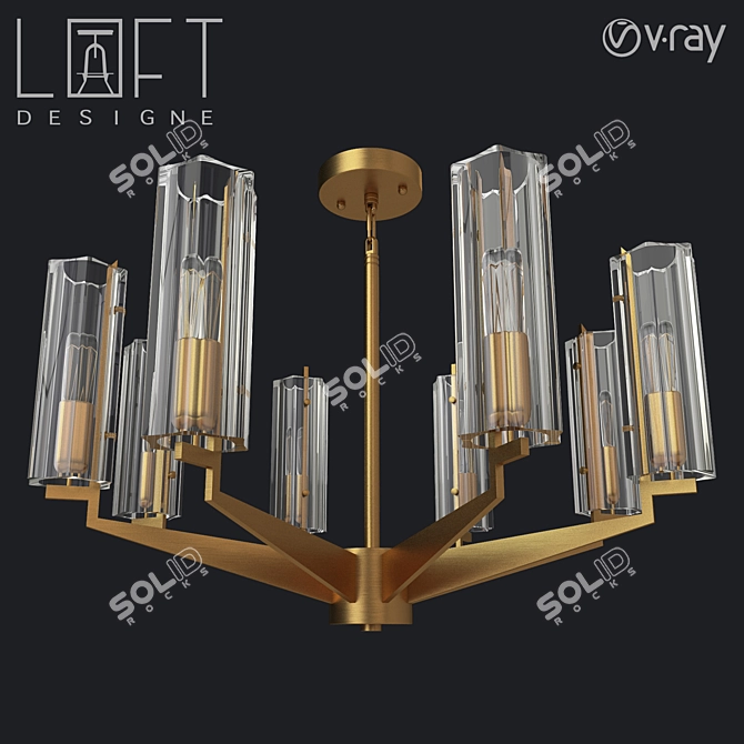 LoftDesigne Pendant Lamp 9402: Glass & Metal, 8 Lights 3D model image 1