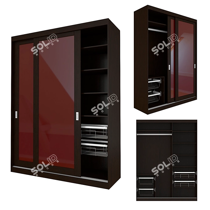 Sleek Sliding Wardrobe SKM-80 (7) 3D model image 1