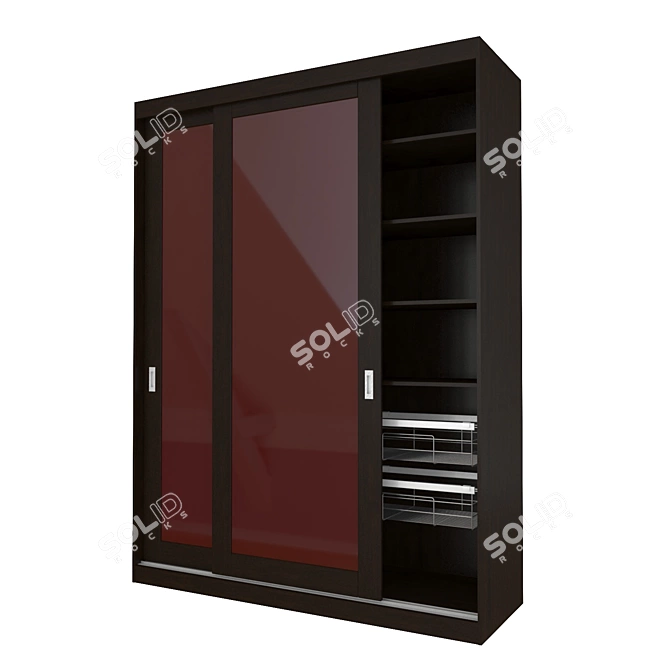 Sleek Sliding Wardrobe SKM-80 (7) 3D model image 2