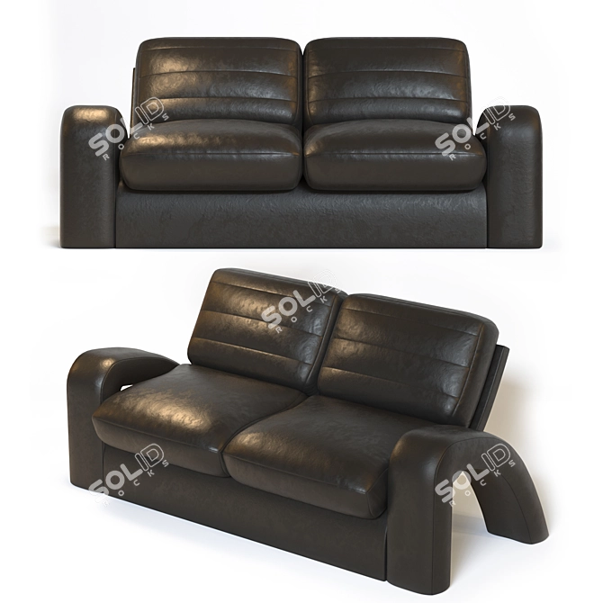 Sleek Leather Sofa Set 3D model image 1