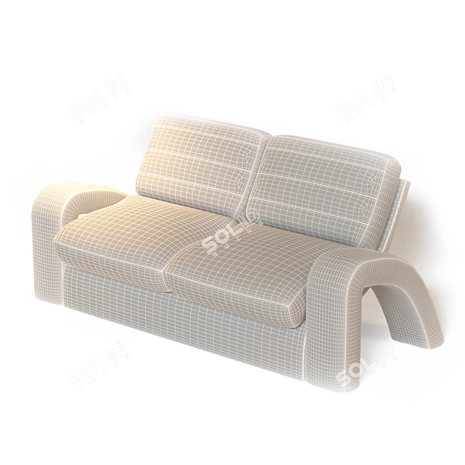 Sleek Leather Sofa Set 3D model image 3