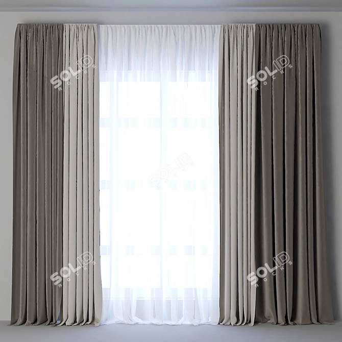 Elegant Velvet Curtain 3D model image 1