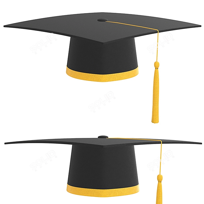 Gold Tassel Graduation Cap 3D model image 1