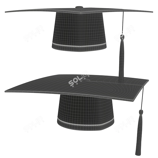 Gold Tassel Graduation Cap 3D model image 2