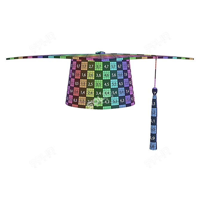 Gold Tassel Graduation Cap 3D model image 3